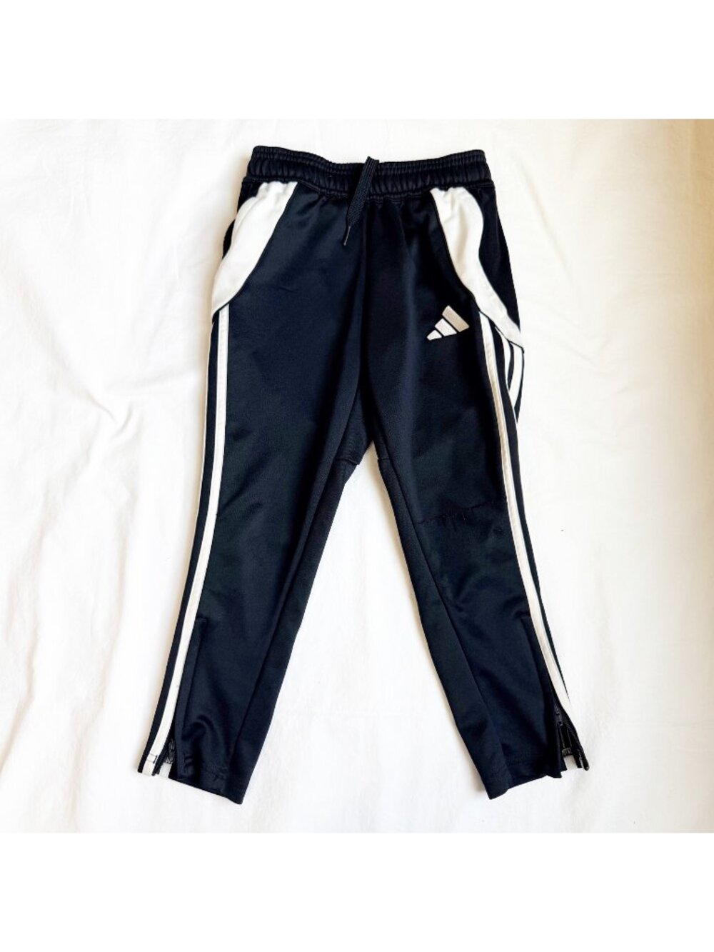 Adidas Kids Black & White Athletic Track Pants Size 5-6Y With Elastic Waist